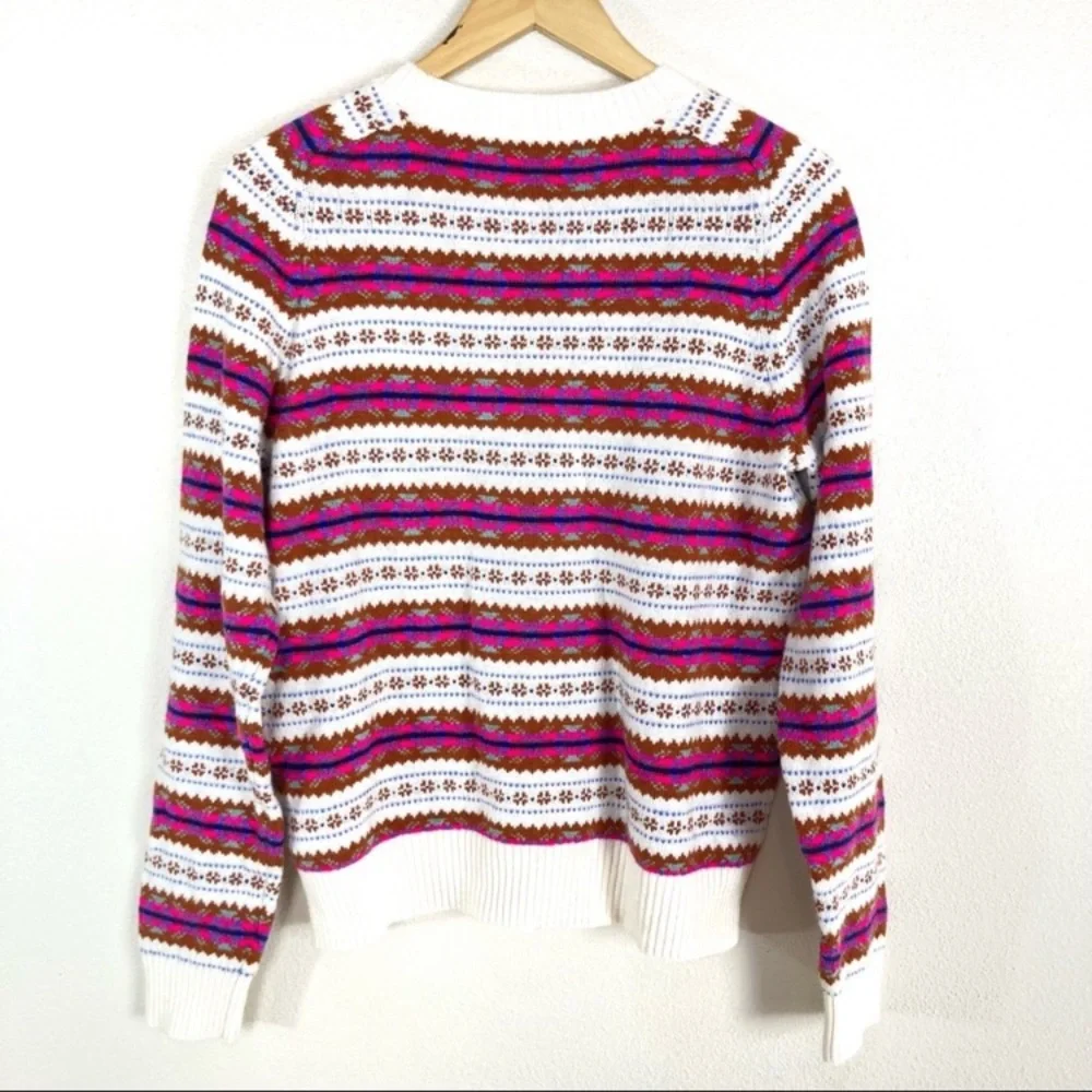J. Crew Striped Fair Isle Crewneck Sweater Pullover Women’s Sz‎ Large NWOT